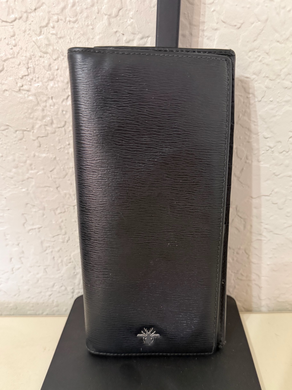 Dior Leather Long Wallet With Silver Emblem